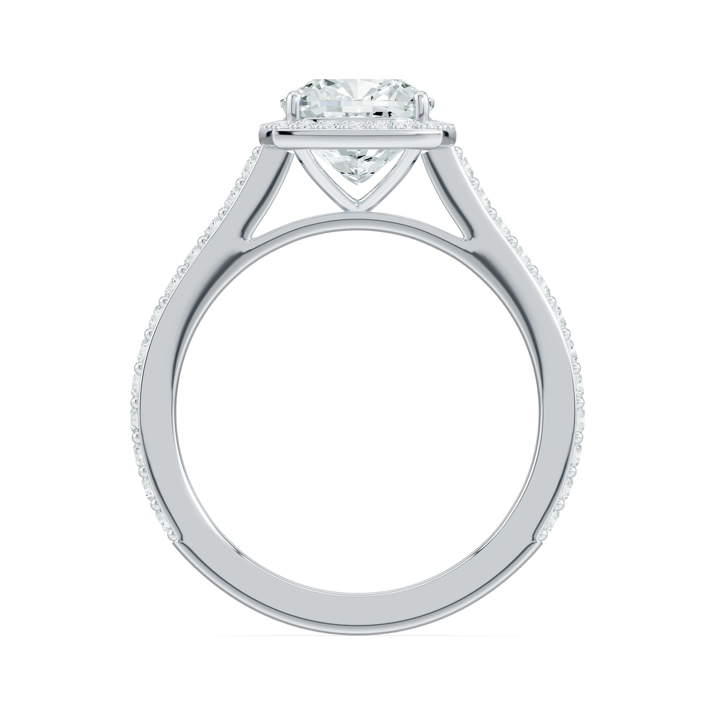 Cushion Cut Moissanite Halo Engagement Ring