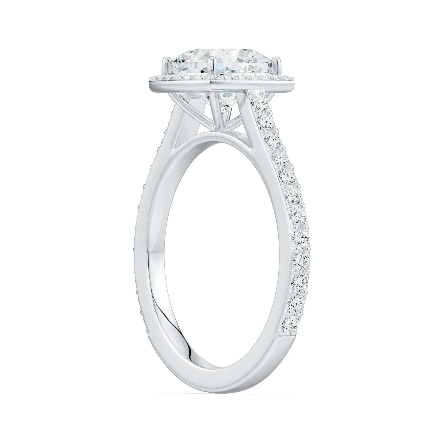 Cushion Cut Moissanite Halo Engagement Ring