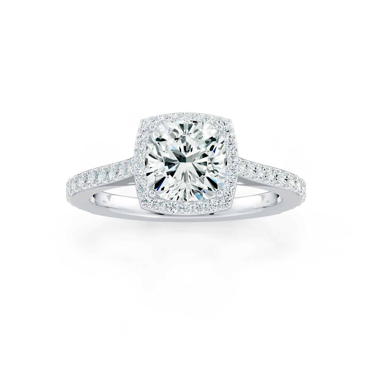 Cushion Cut Moissanite Halo Engagement Ring