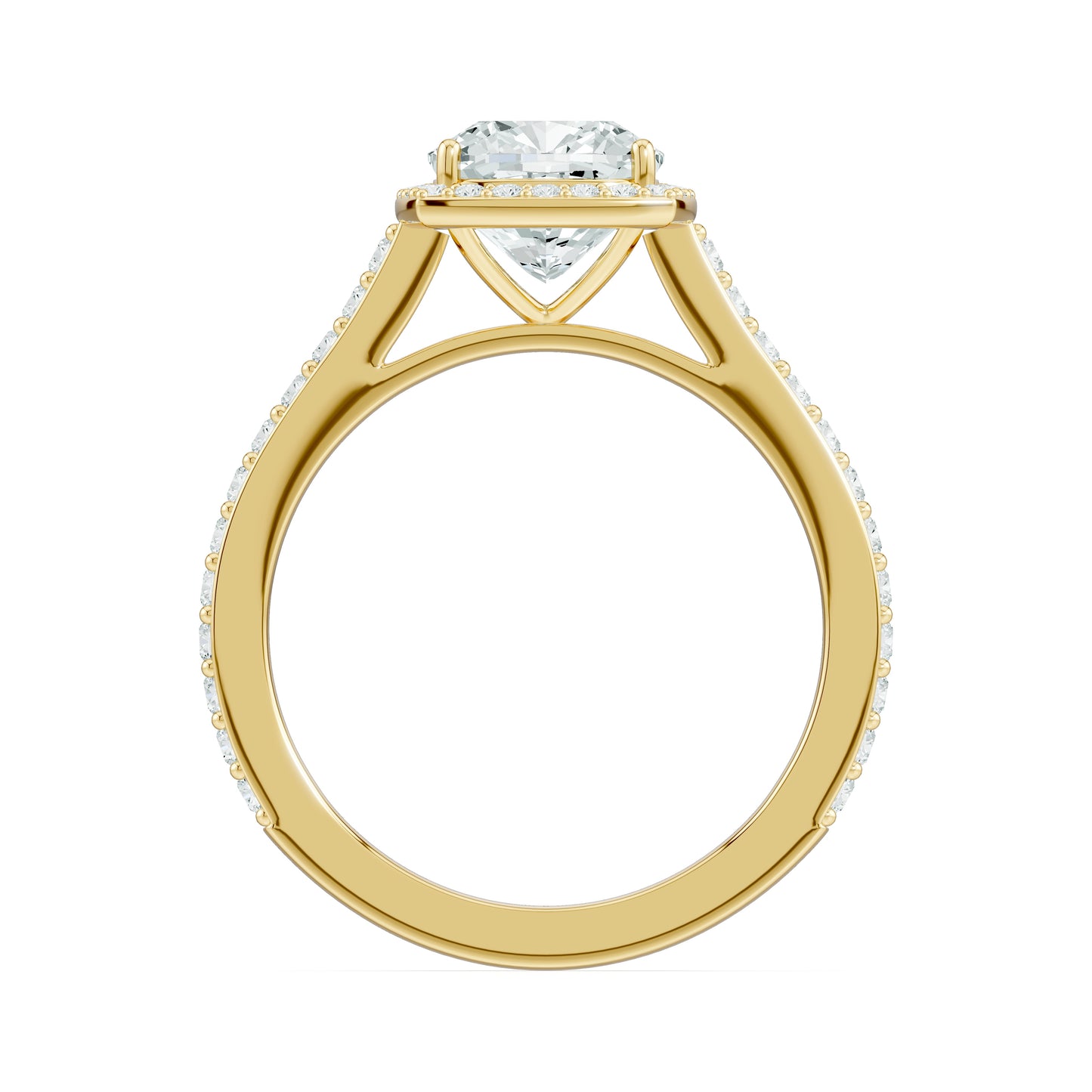 Cushion Cut Moissanite Halo Engagement Ring