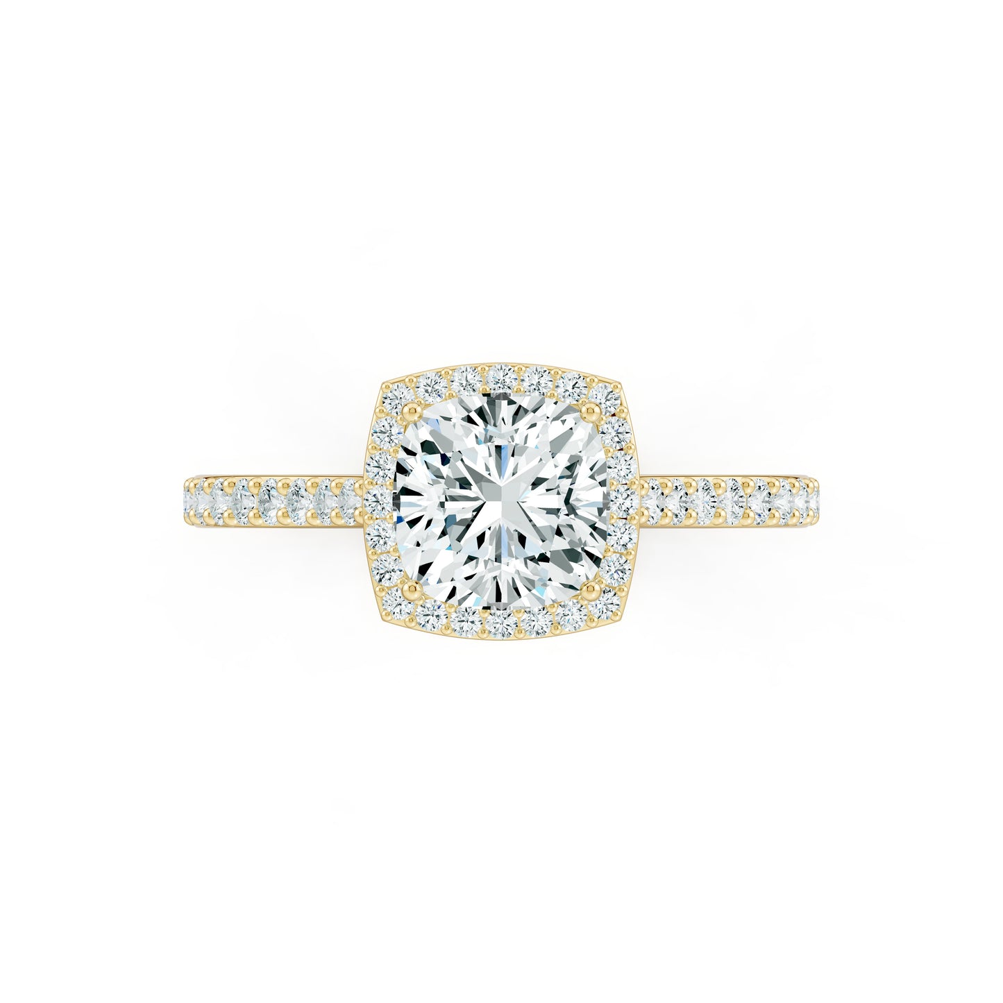 Cushion Cut Moissanite Halo Engagement Ring