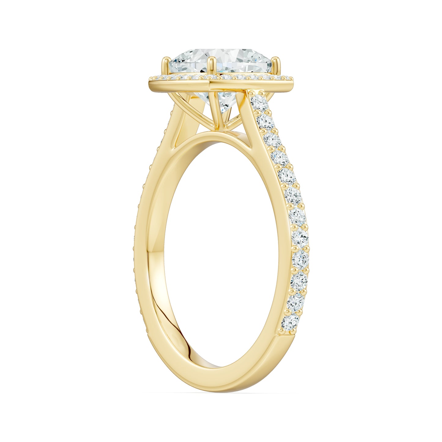 Cushion Cut Moissanite Halo Engagement Ring