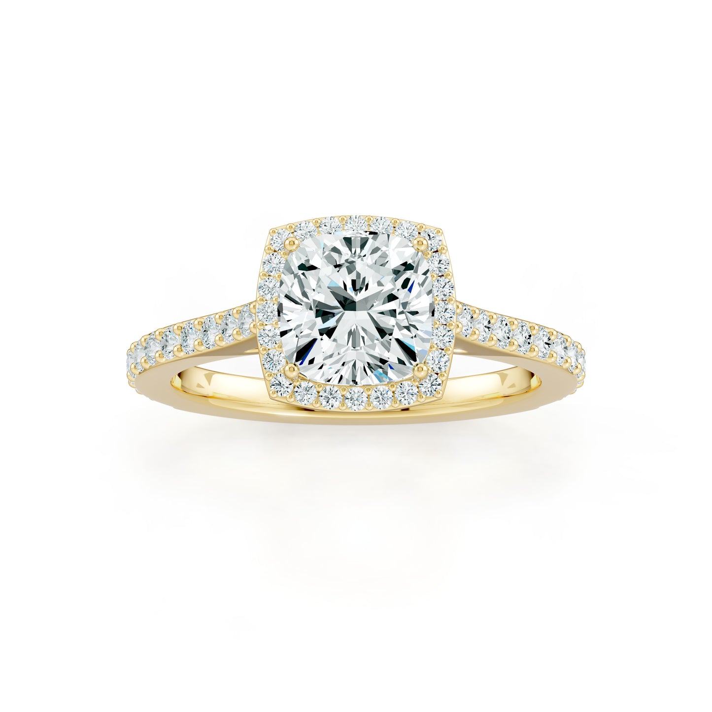 Cushion Cut Moissanite Halo Engagement Ring