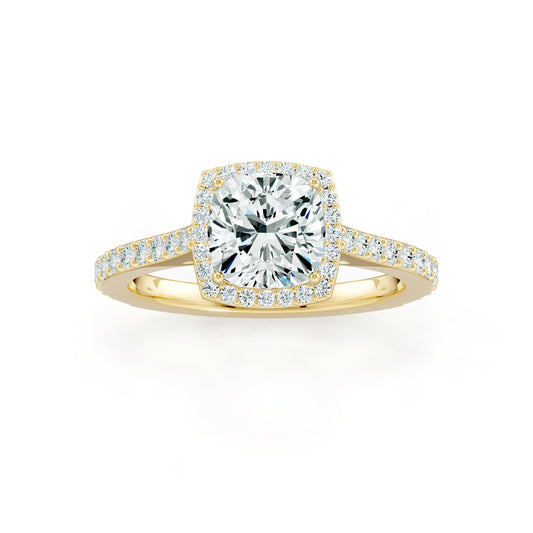 Cushion Cut Moissanite Halo Engagement Ring