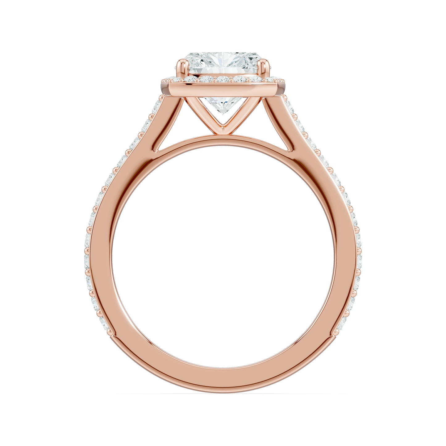 Cushion Rectangular Moissanite Halo Engagement Ring