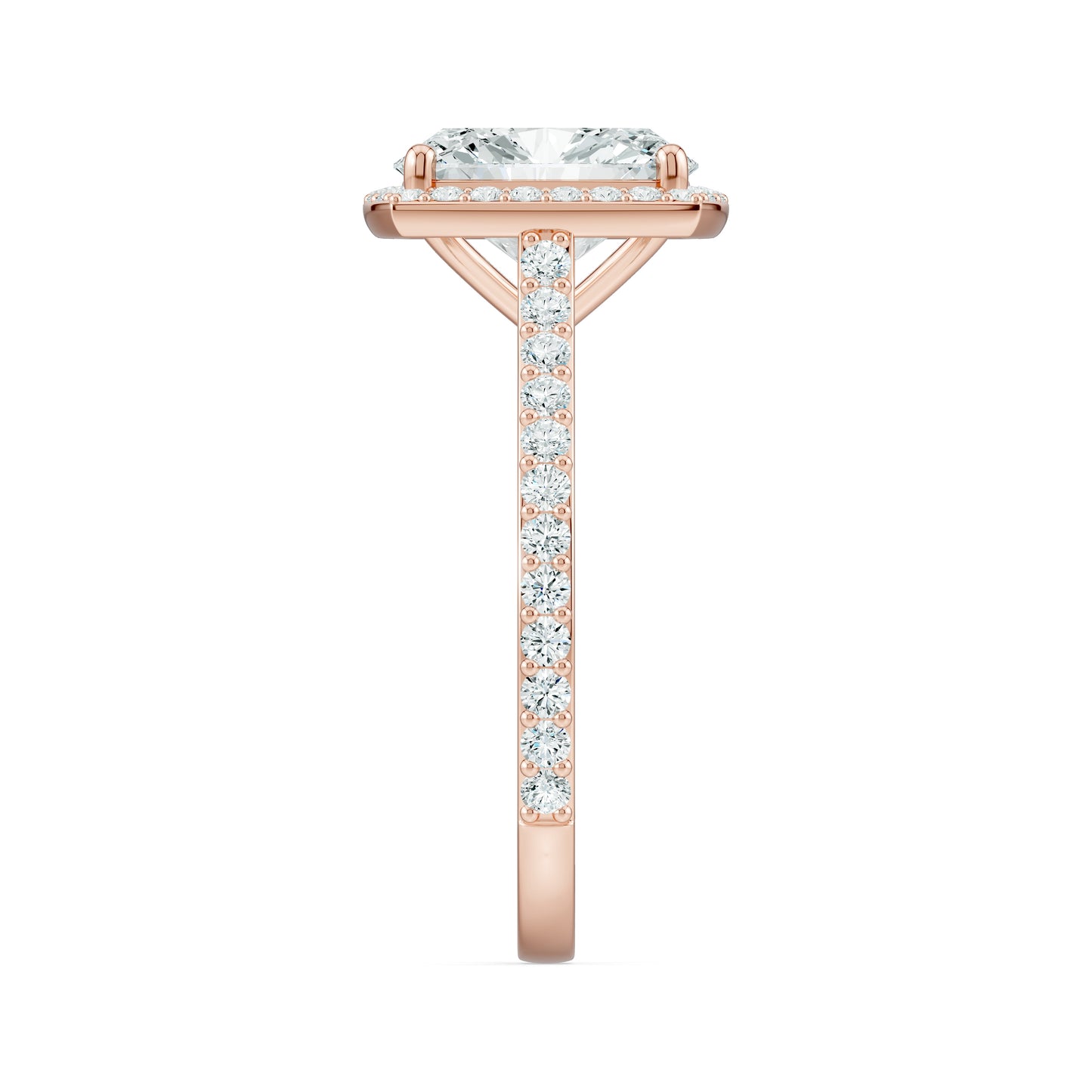 Cushion Rectangular Moissanite Halo Engagement Ring