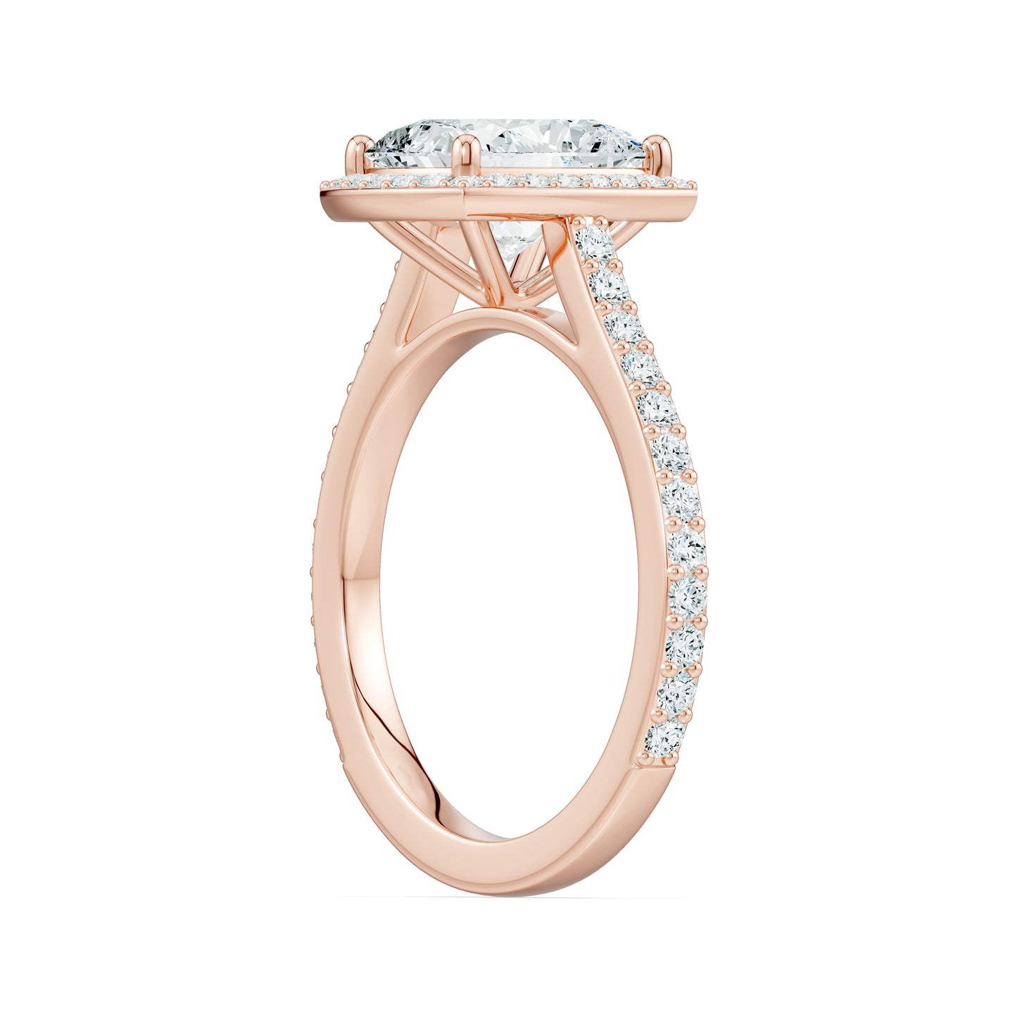 Cushion Rectangular Moissanite Halo Engagement Ring