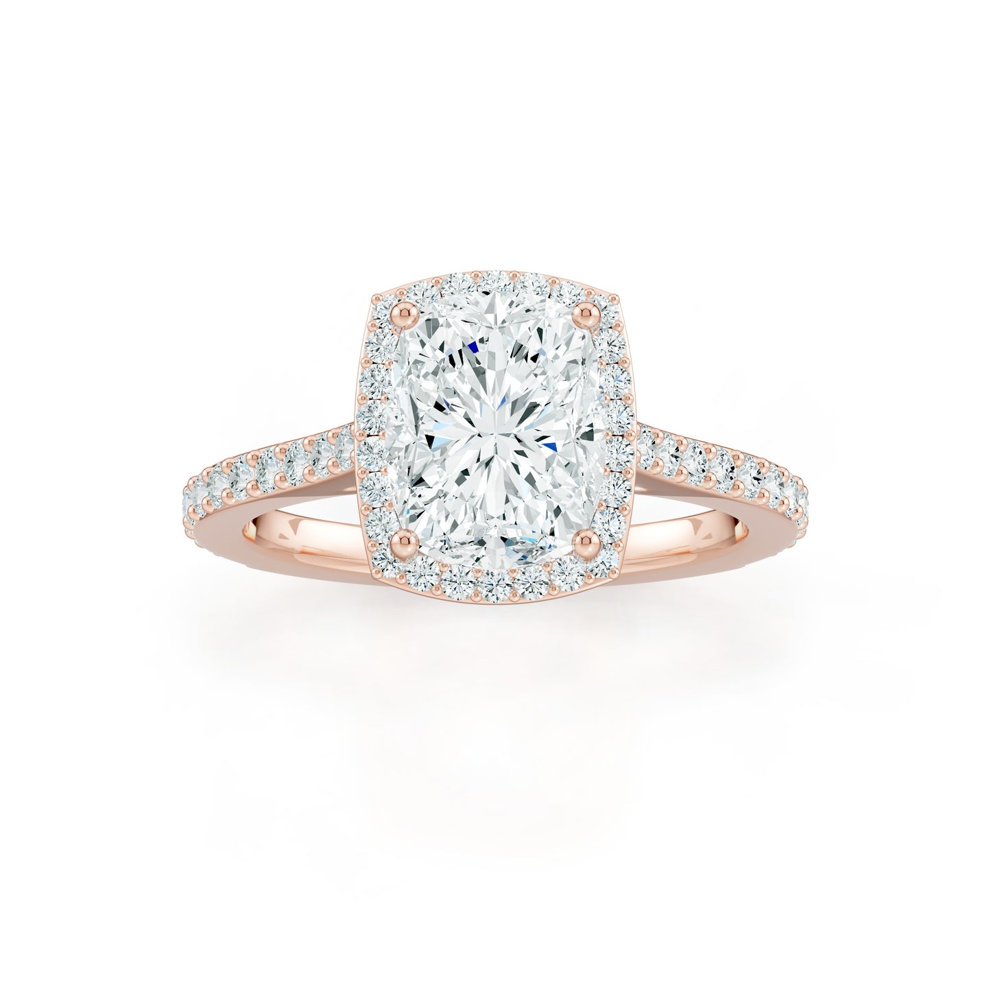 Cushion Rectangular Moissanite Halo Engagement Ring