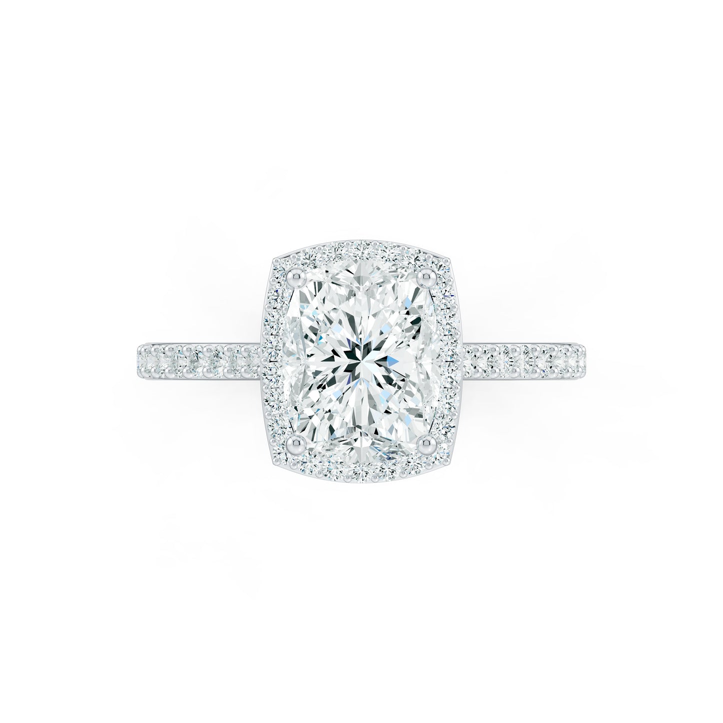 Cushion Rectangular Moissanite Halo Engagement Ring