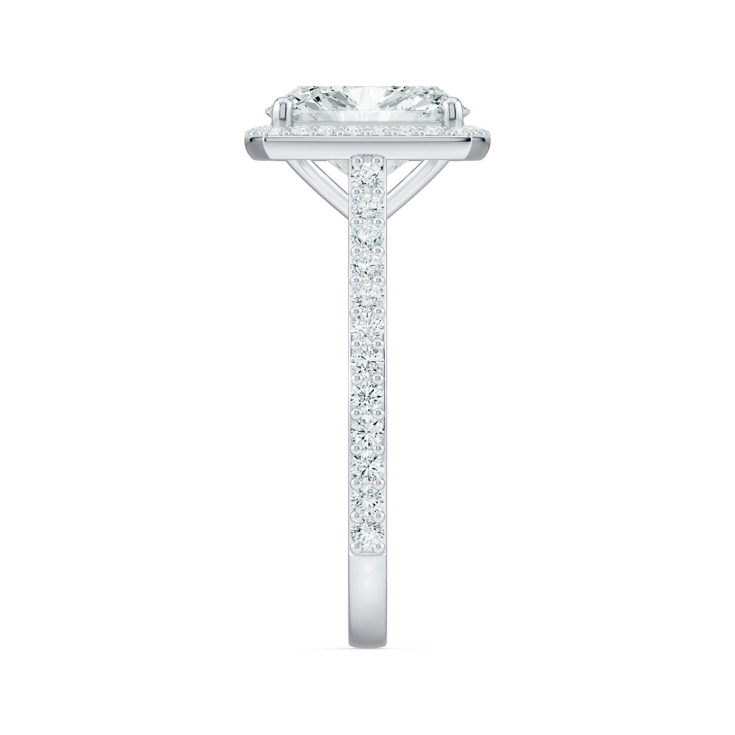 Cushion Rectangular Moissanite Halo Engagement Ring