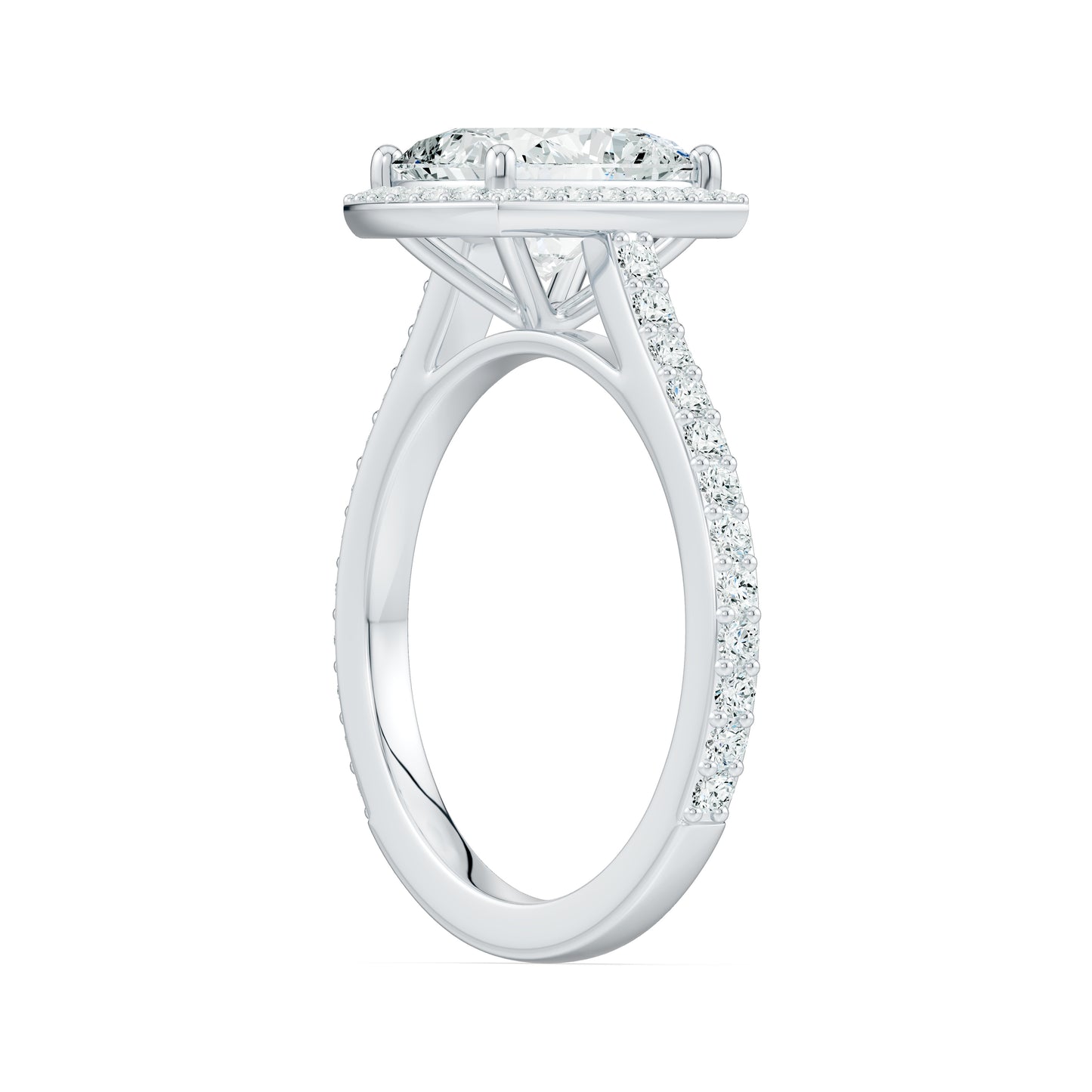 Cushion Rectangular Moissanite Halo Engagement Ring