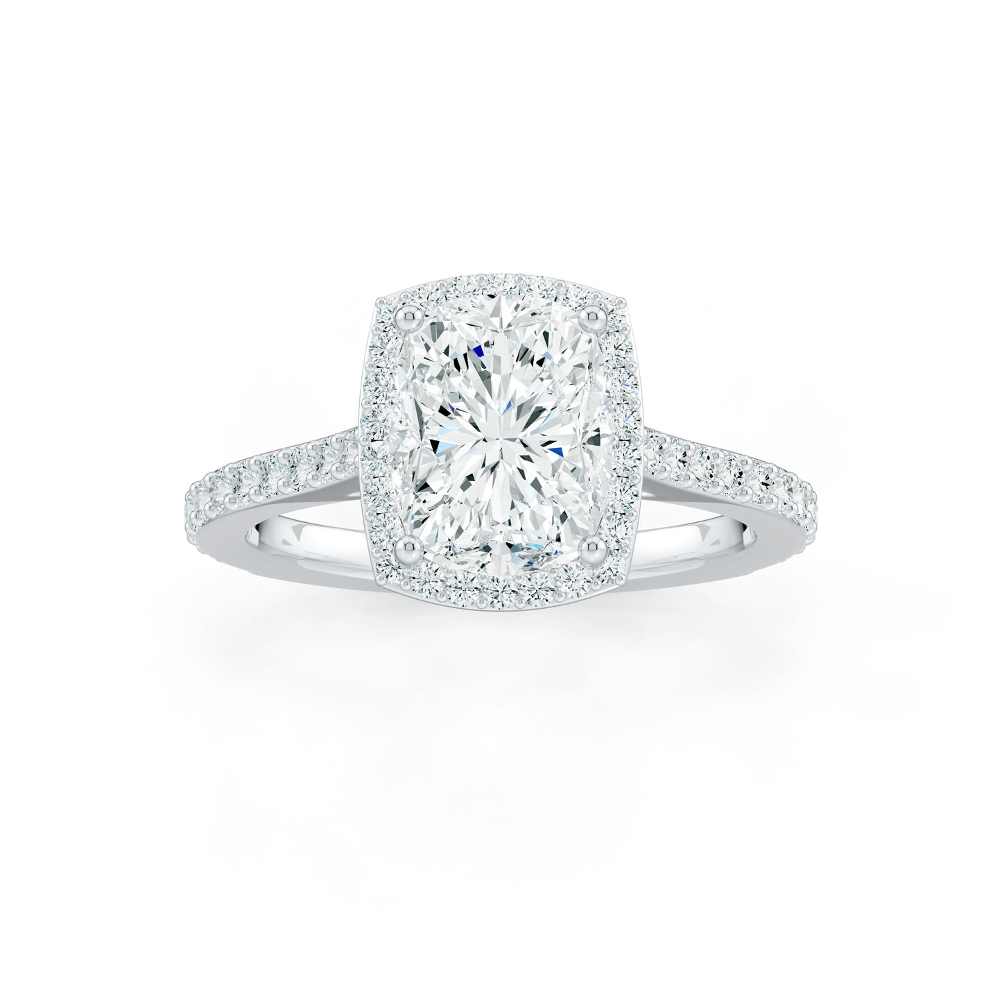 Cushion Rectangular Moissanite Halo Engagement Ring