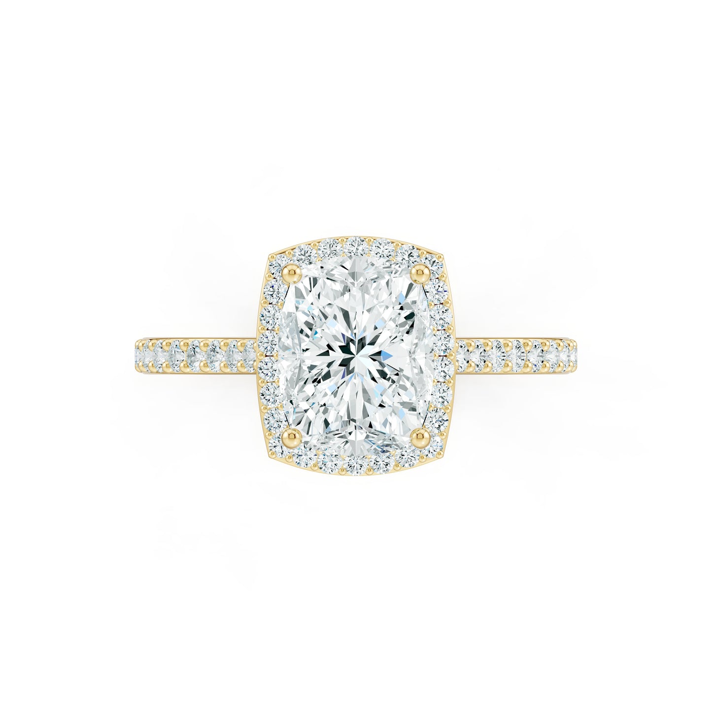 Cushion Rectangular Moissanite Halo Engagement Ring