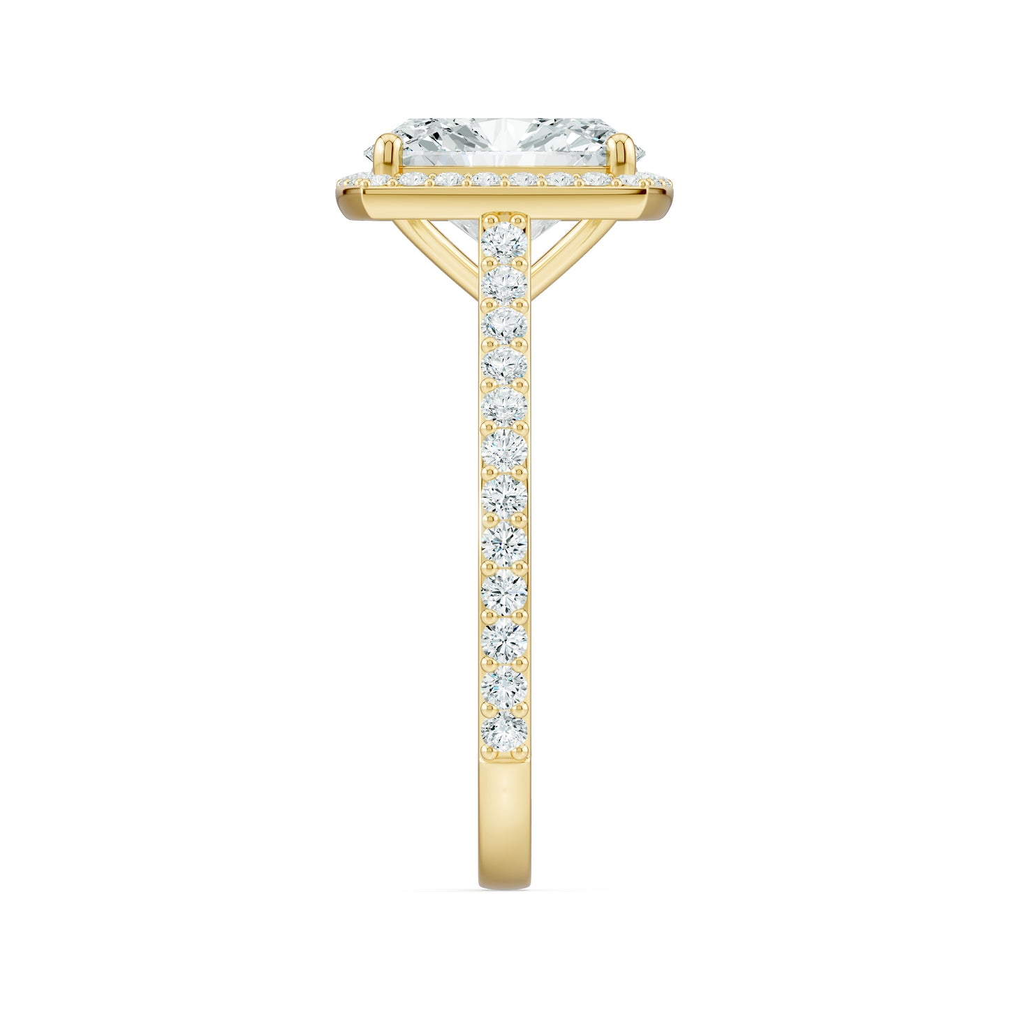 Cushion Rectangular Moissanite Halo Engagement Ring