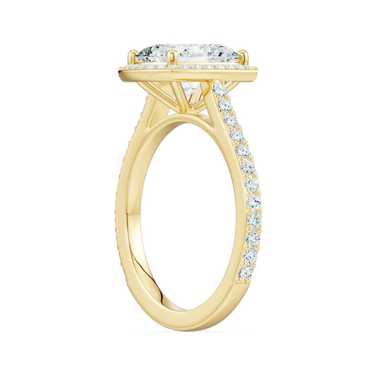 Cushion Rectangular Moissanite Halo Engagement Ring