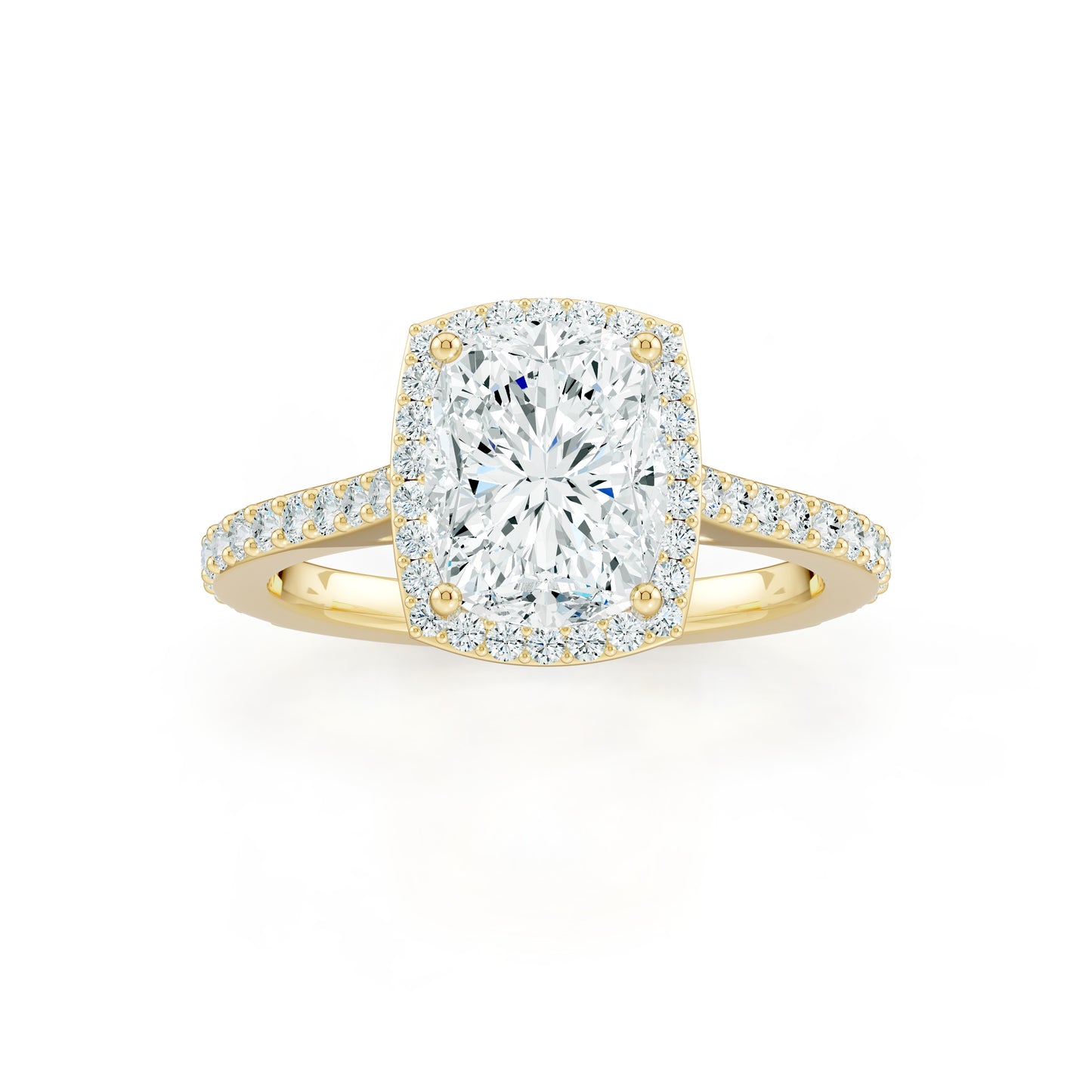 Cushion Rectangular Moissanite Halo Engagement Ring