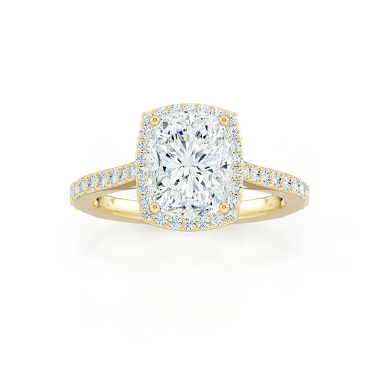 Cushion Rectangular Moissanite Halo Engagement Ring