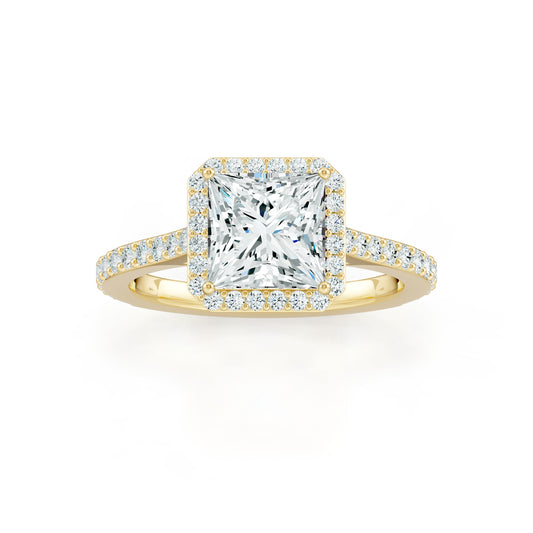 Princess Cut Moissanite Halo Engagement Ring