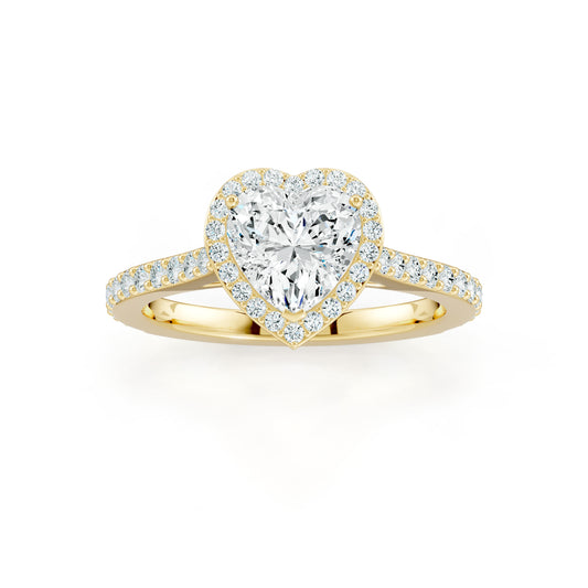 Heart Shape Moissanite Halo Engagement Ring