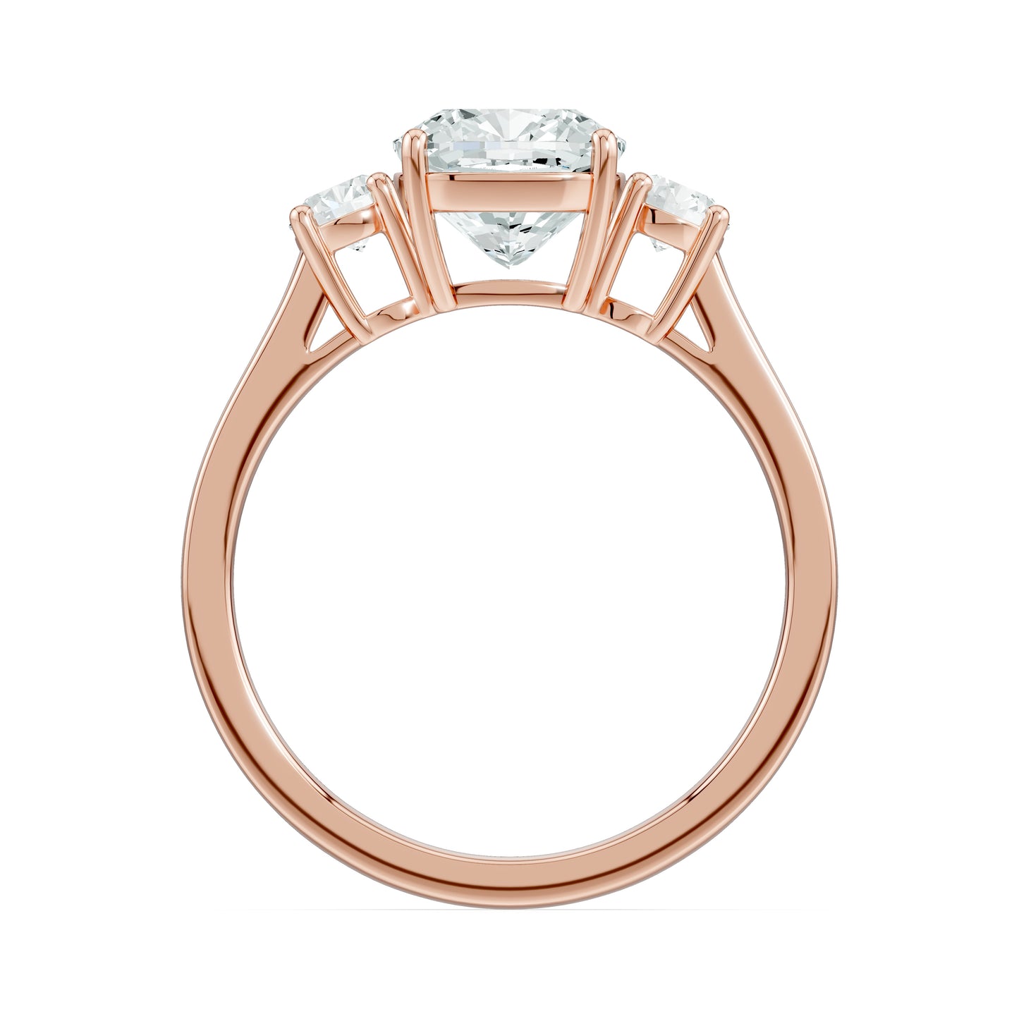 Cushion Cut Moissanite Three Stone Engagement Ring