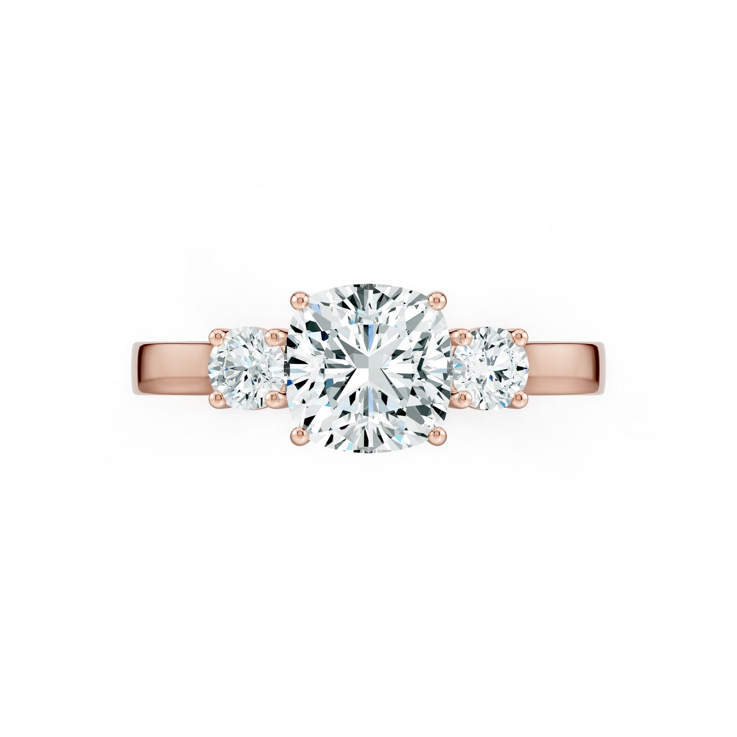 Cushion Cut Moissanite Three Stone Engagement Ring