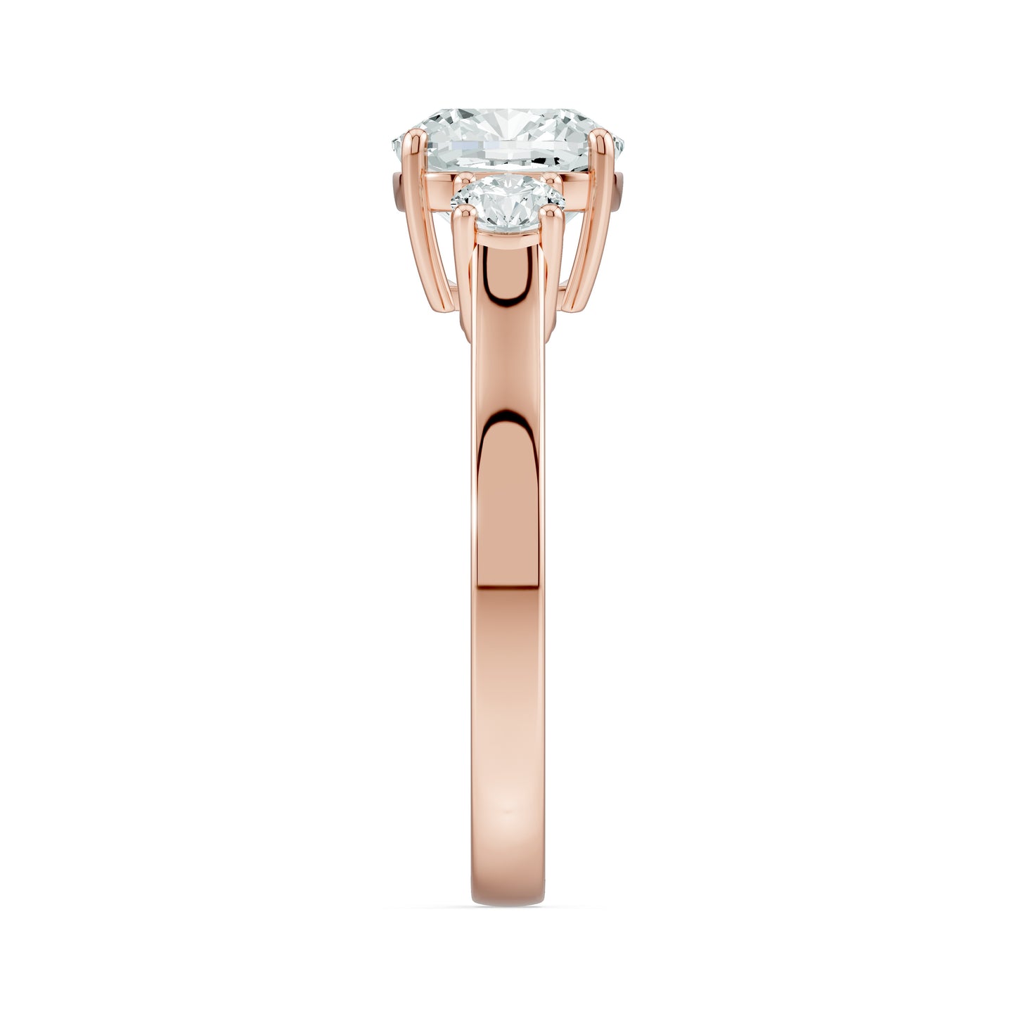 Cushion Cut Moissanite Three Stone Engagement Ring