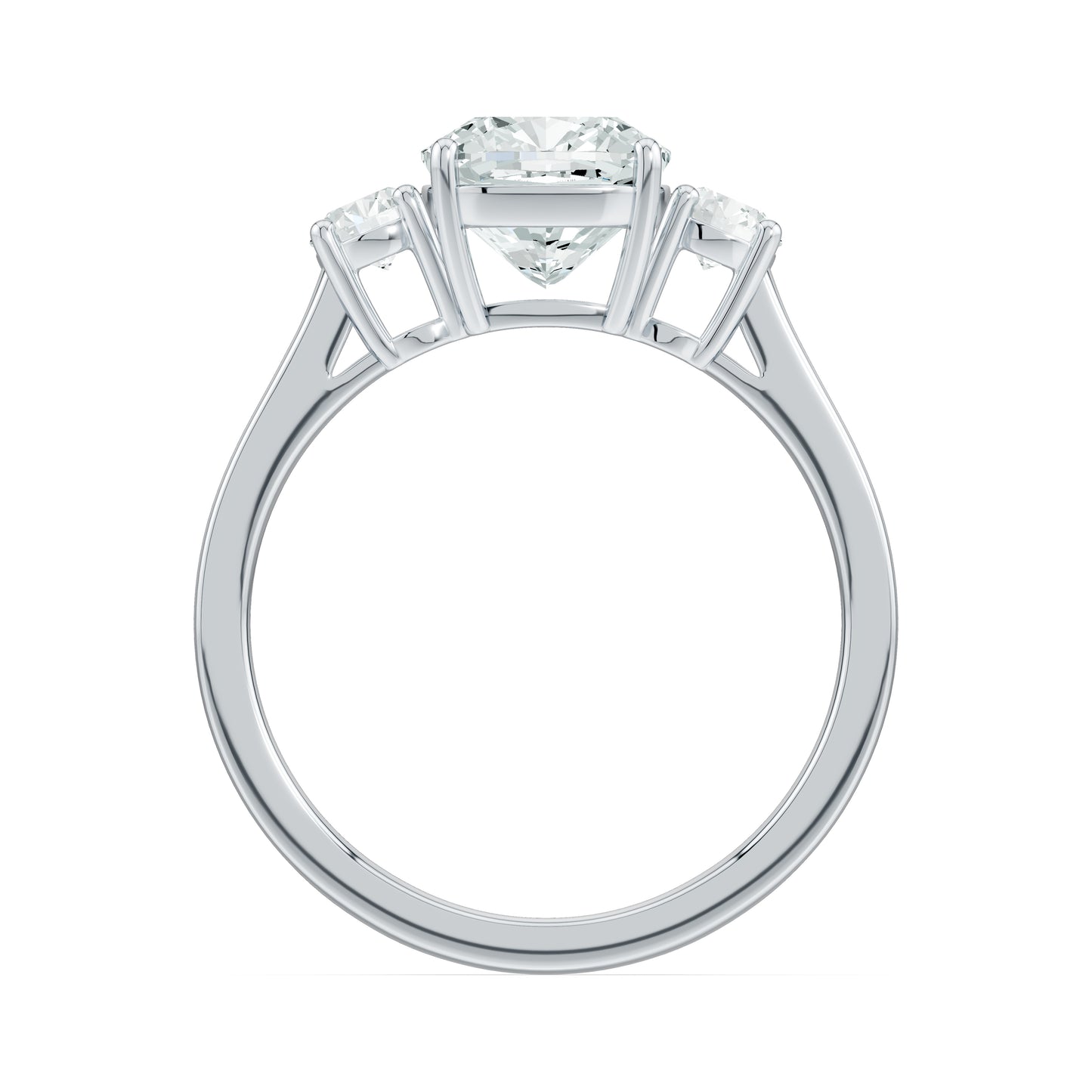 Cushion Cut Moissanite Three Stone Engagement Ring