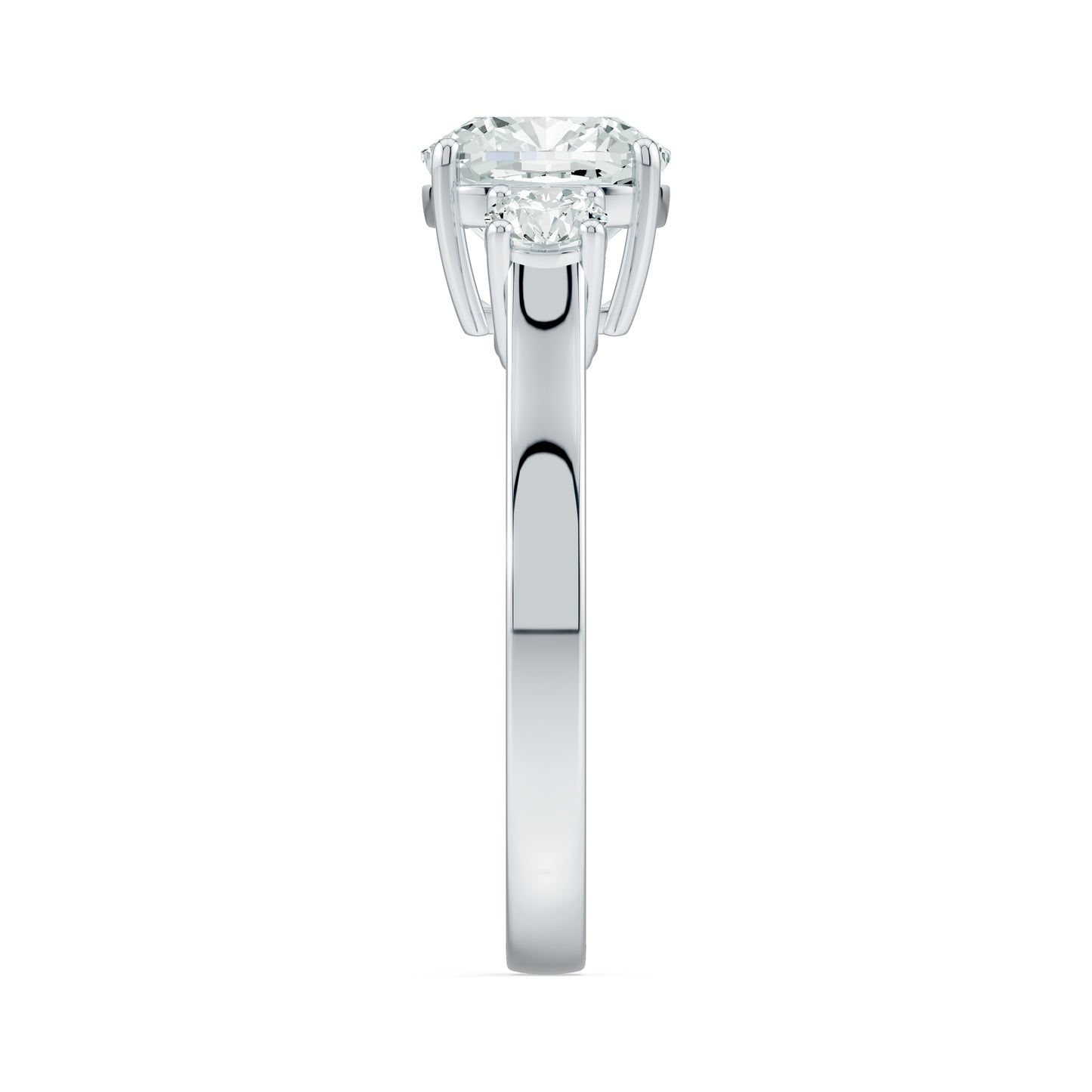 Cushion Cut Moissanite Three Stone Engagement Ring