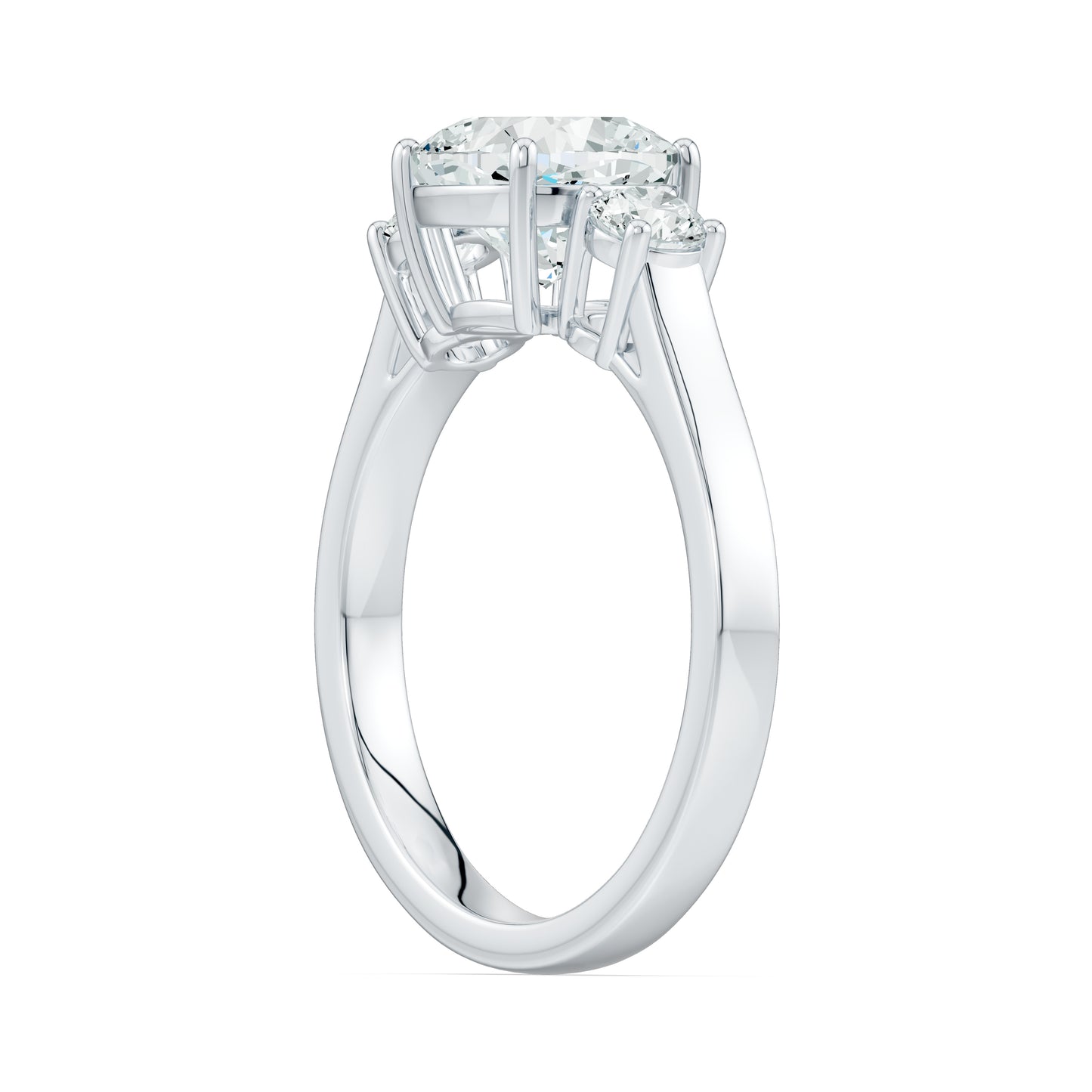 Cushion Cut Moissanite Three Stone Engagement Ring