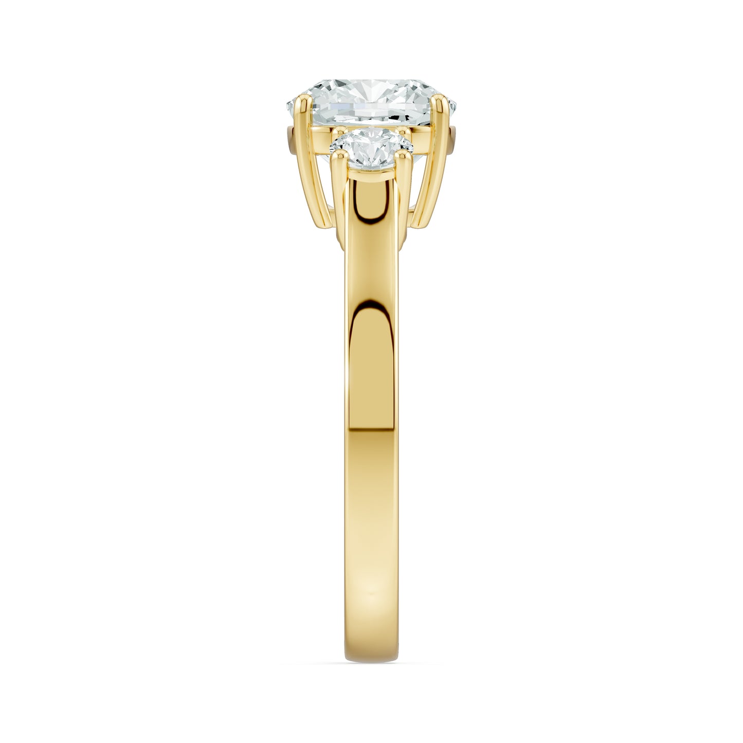 Cushion Cut Moissanite Three Stone Engagement Ring