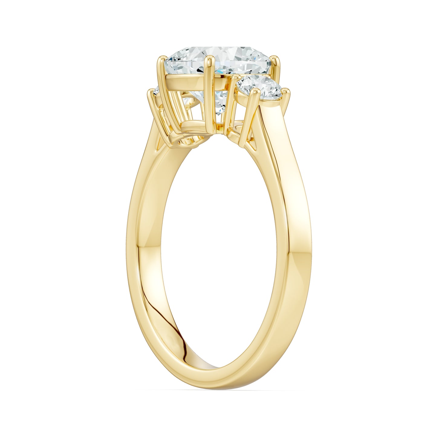 Cushion Cut Moissanite Three Stone Engagement Ring