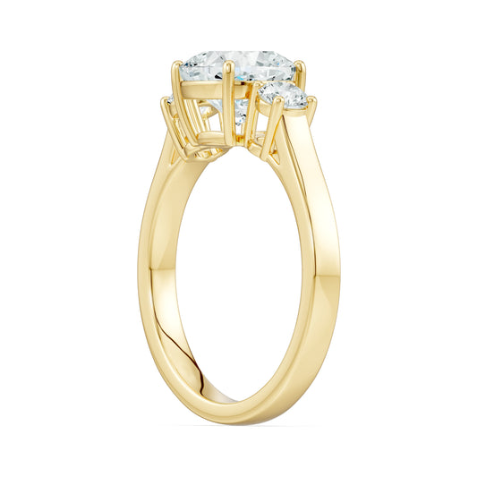 Cushion Cut Moissanite Three Stone Engagement Ring