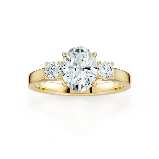 Oval Moissanite Three Stone Engagement Ring