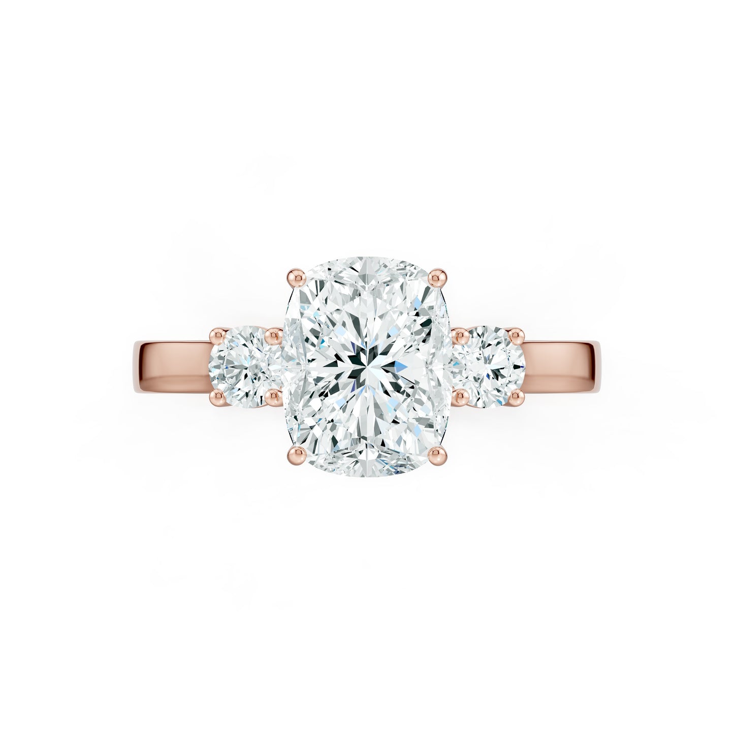 Cushion Rectangular Moissanite Three Stone Engagement Ring