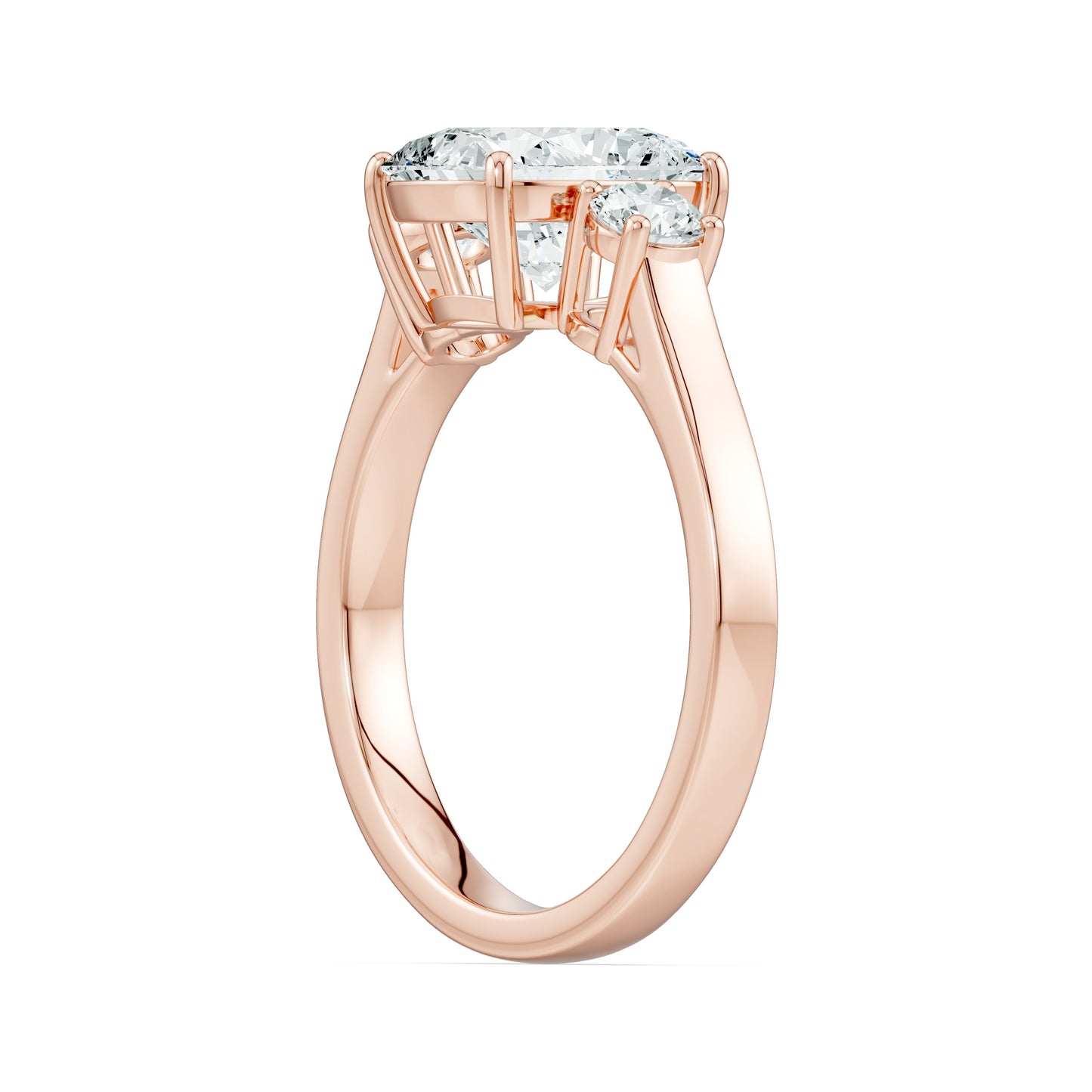 Cushion Rectangular Moissanite Three Stone Engagement Ring