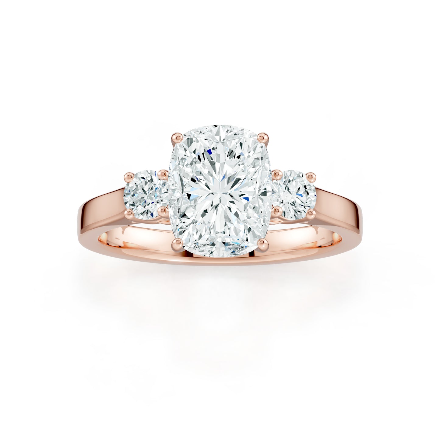Cushion Rectangular Moissanite Three Stone Engagement Ring