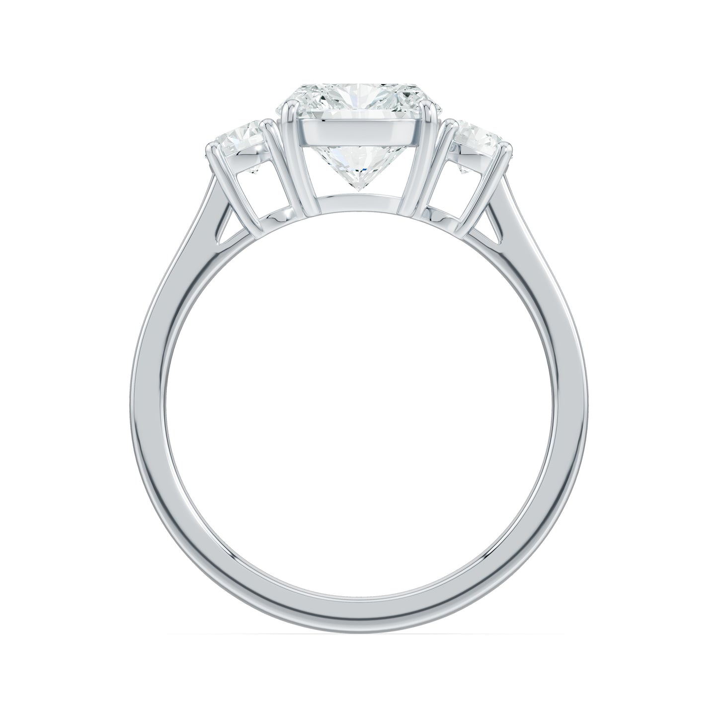 Cushion Rectangular Moissanite Three Stone Engagement Ring