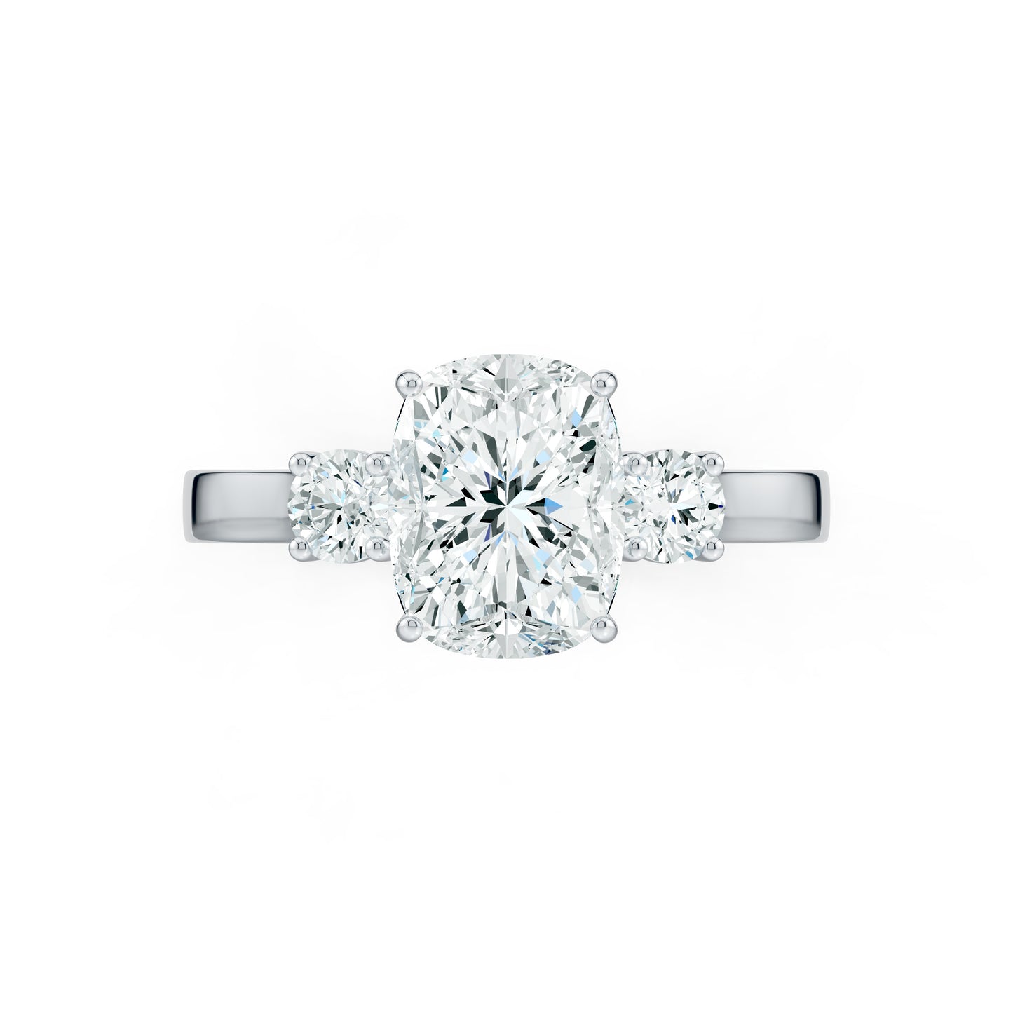 Cushion Rectangular Moissanite Three Stone Engagement Ring
