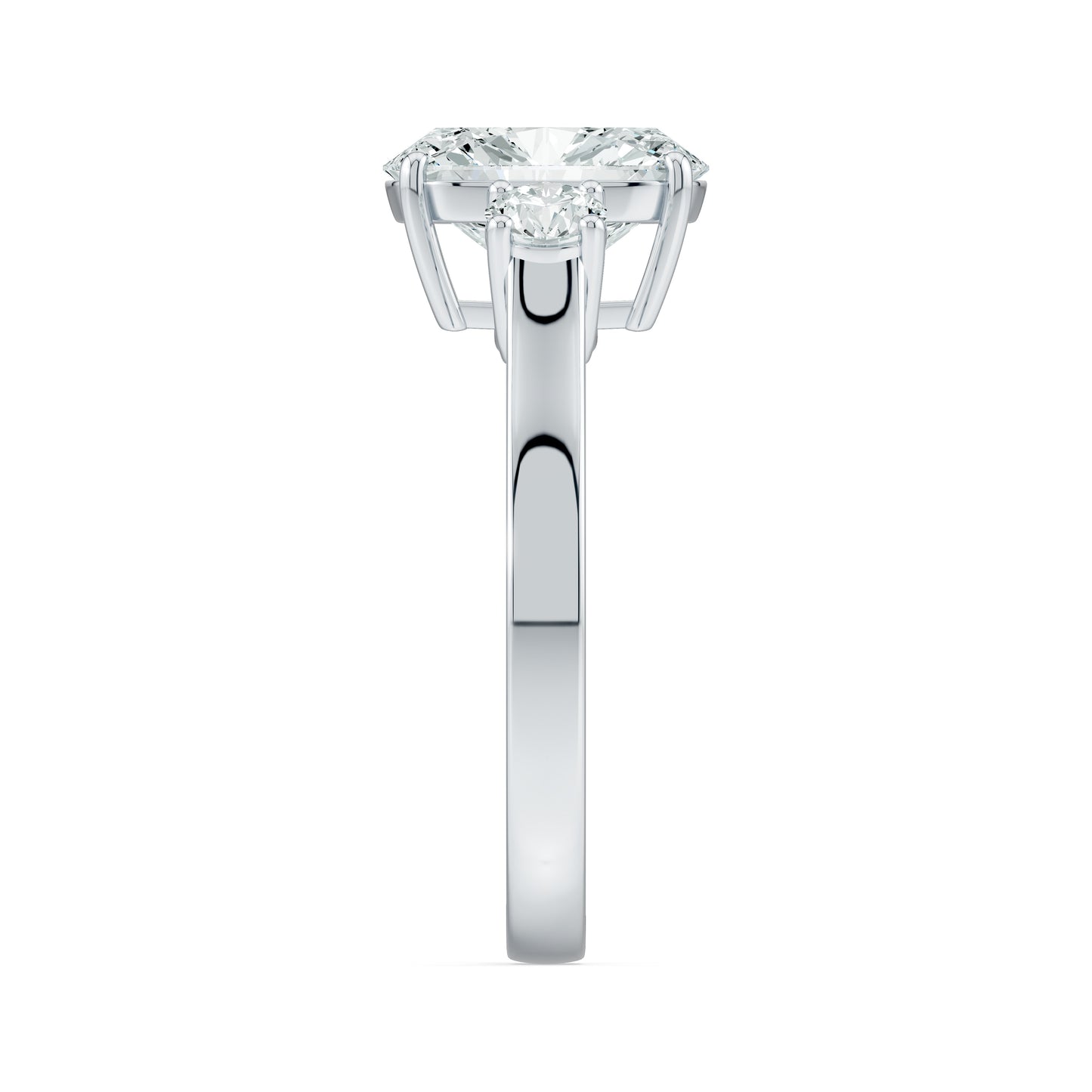 Cushion Rectangular Moissanite Three Stone Engagement Ring