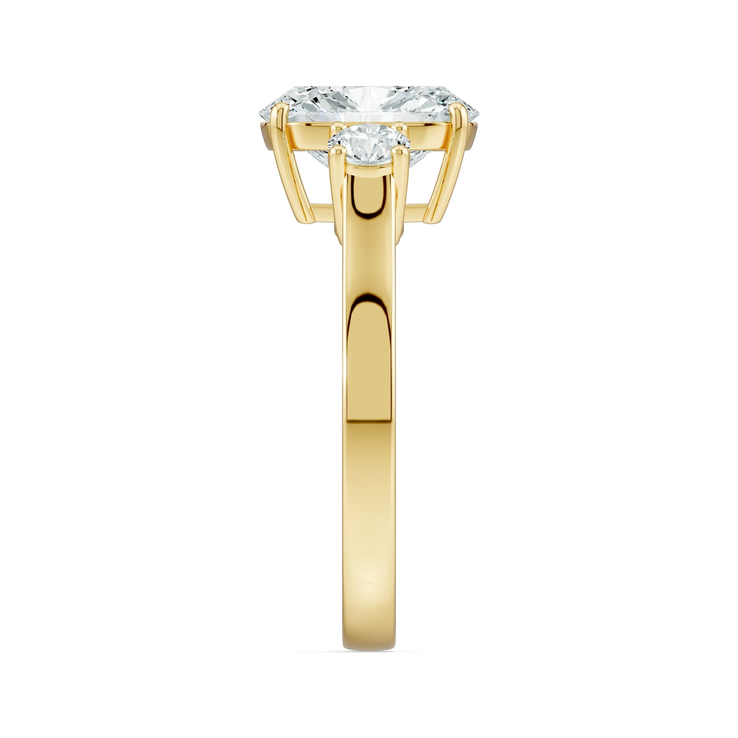 Cushion Rectangular Moissanite Three Stone Engagement Ring