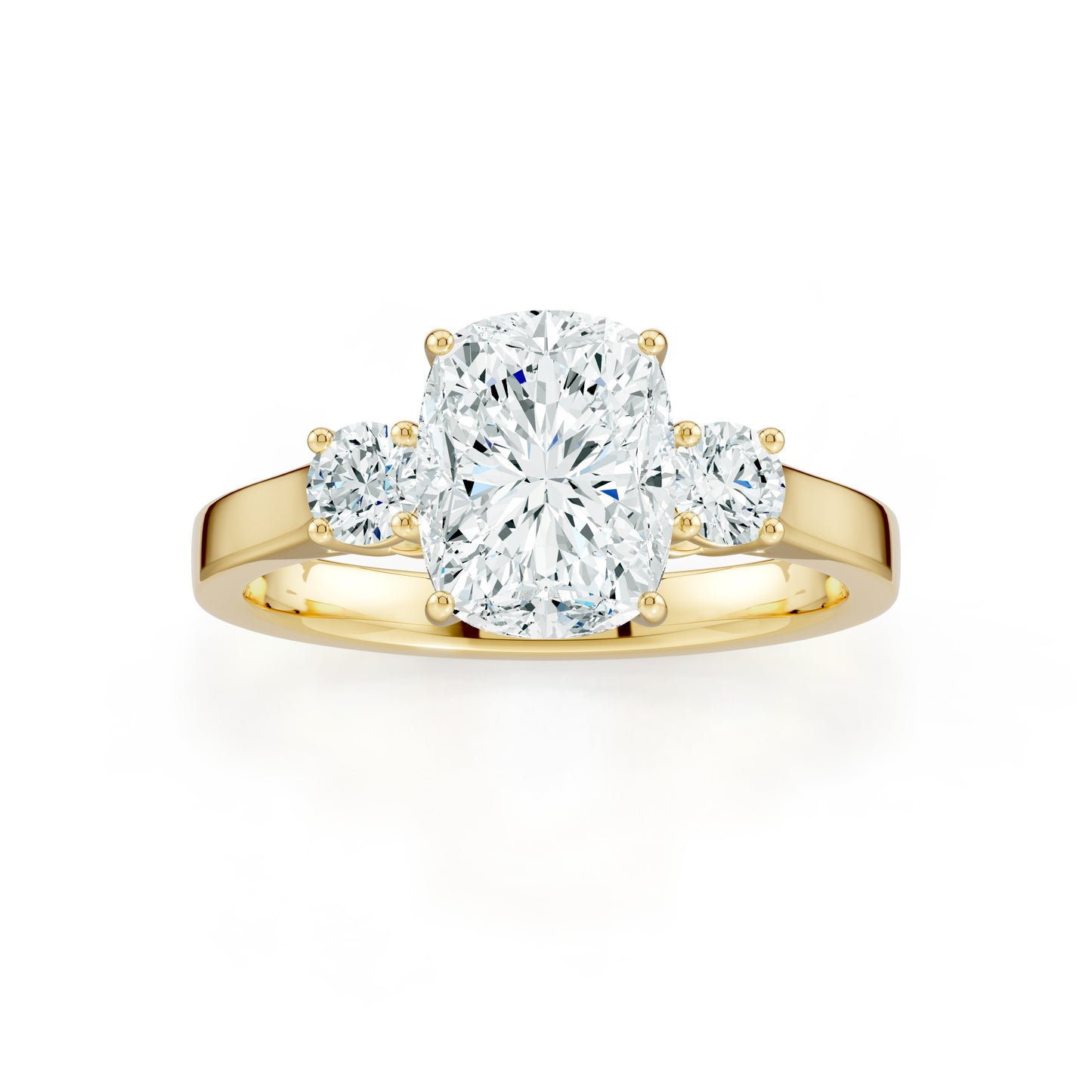 Cushion Rectangular Moissanite Three Stone Engagement Ring