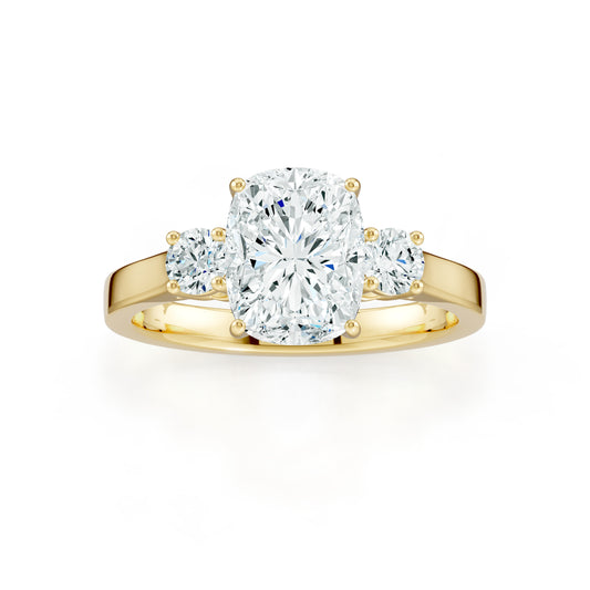 Cushion Rectangular Moissanite Three Stone Engagement Ring