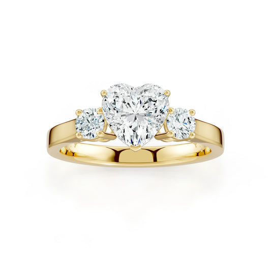 Heart Shape Moissanite Three Stone Engagement Ring