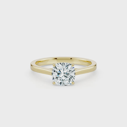 Cushion Cut Moissanite Solitaire Ring